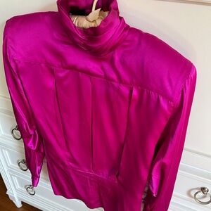 Vintage Baldanza Raspberry Silk Blouse, Size 6